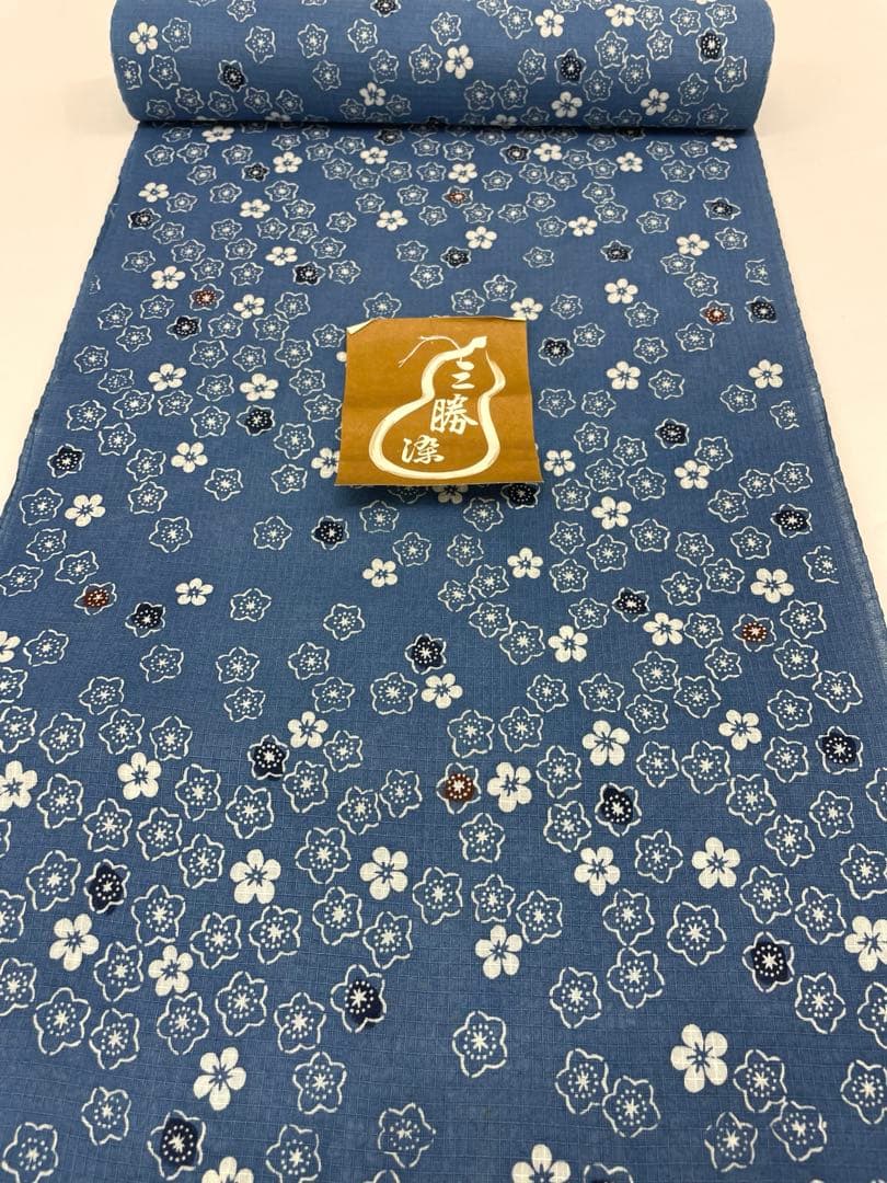 浴衣 紅梅織 三勝染 桜に梅 綿 反物