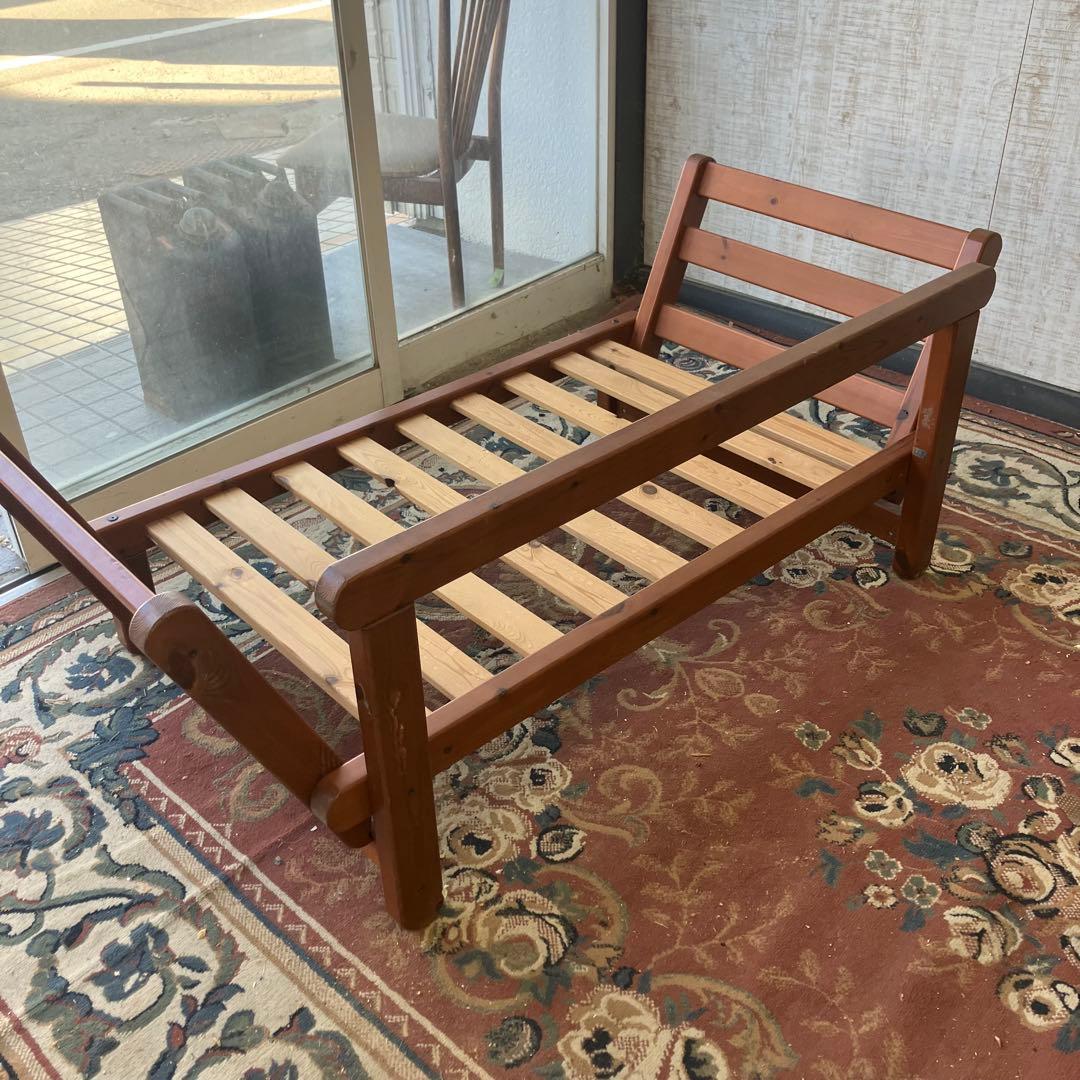 北欧レトロ 天然木 無垢材 ウッドベンチ ソファーベッド 2人掛けベンチ