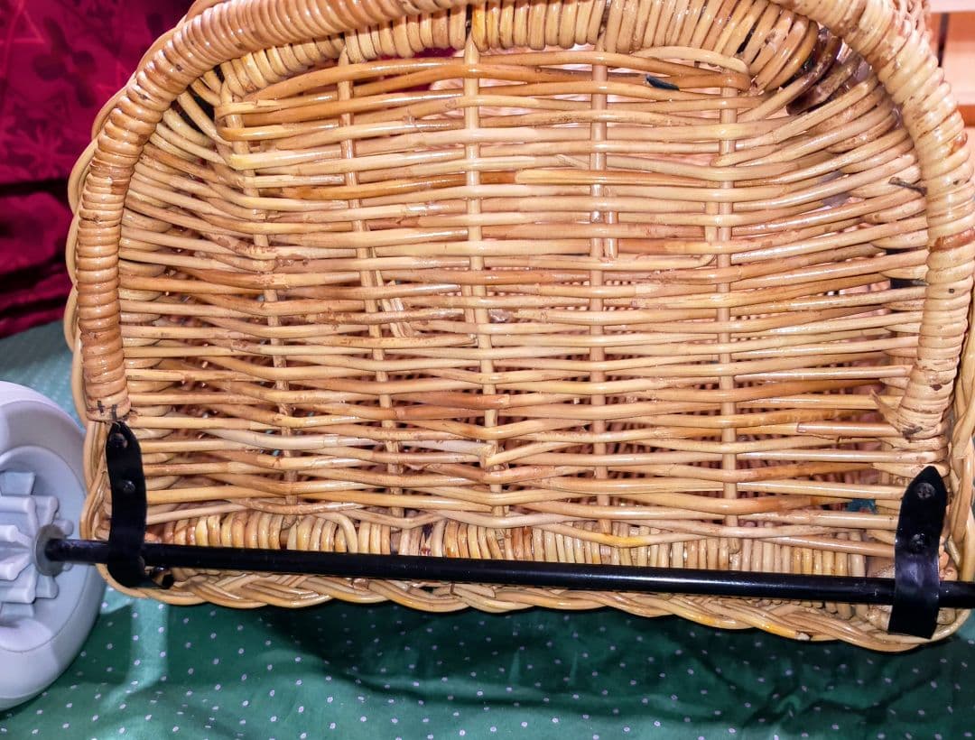 アンティーク ラタン 籐 キャリーバスケット キャリーバッグ カート