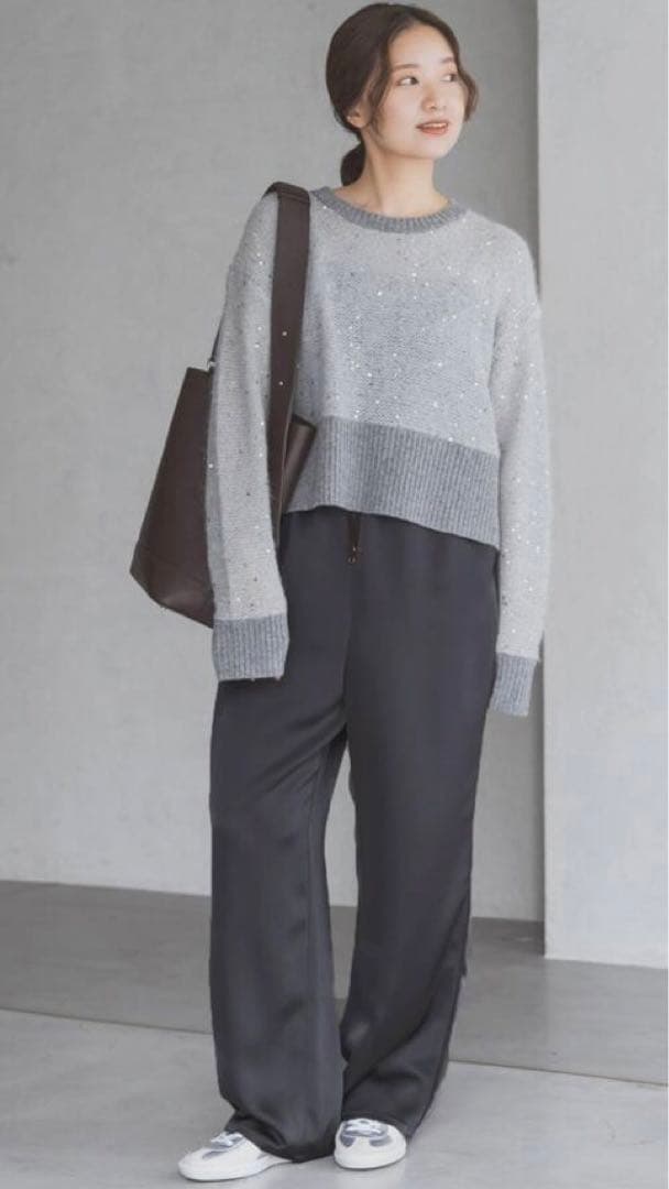 IENA ダブルサテン リラックスパンツ◆