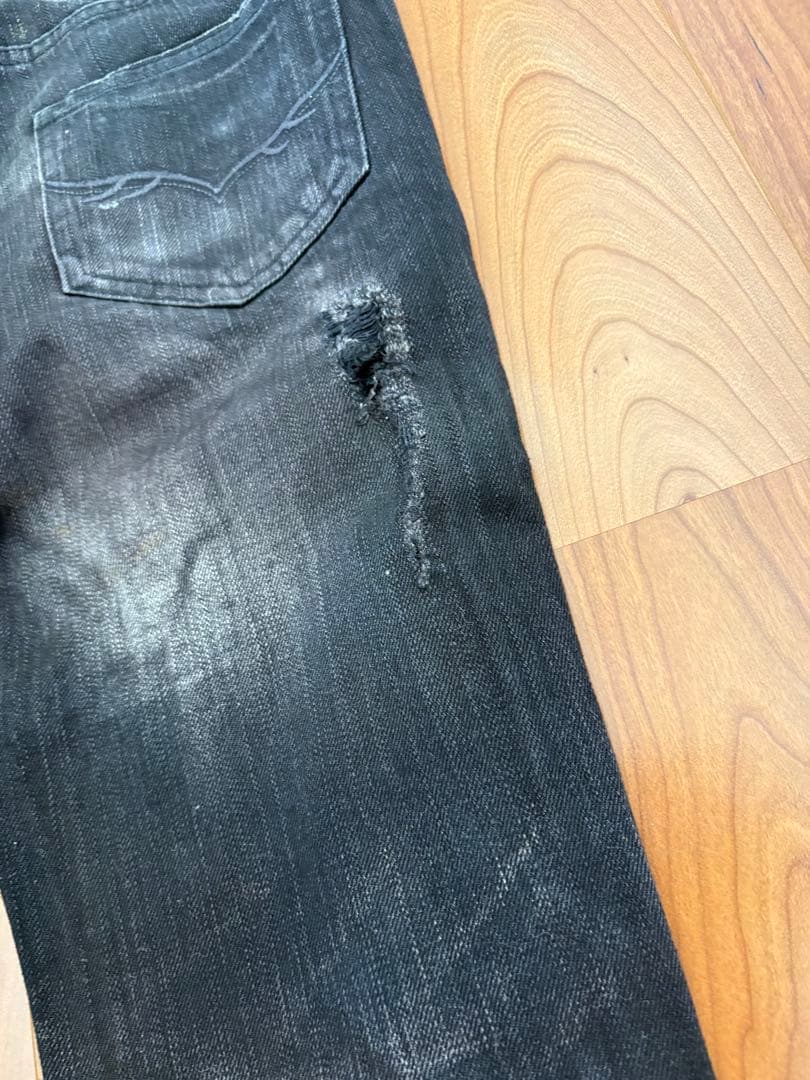 FUGAブラックダメージデニムパンツ