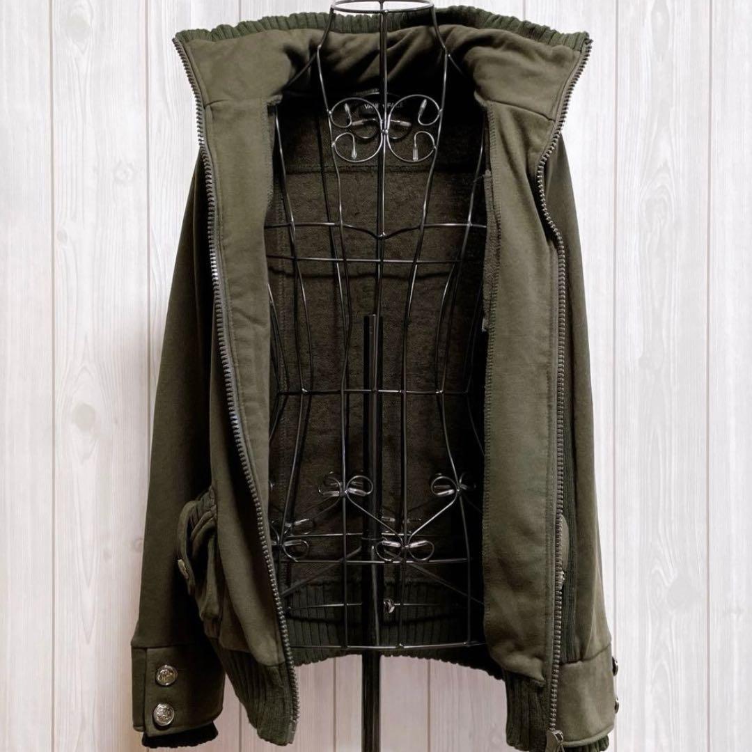 ブルゾン ジャケット ニット 深緑 カーキ 平成ギャル y2k グランジ お兄系