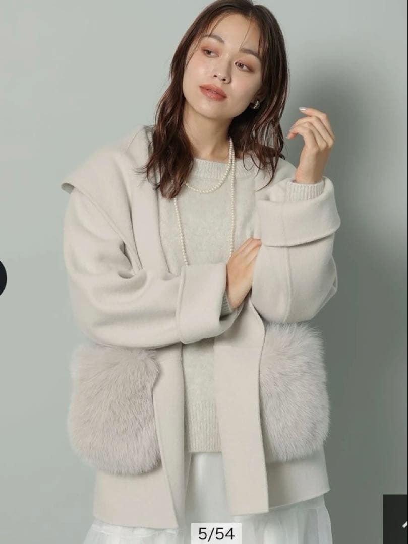 Arpege story ファー付きフードリバーコート