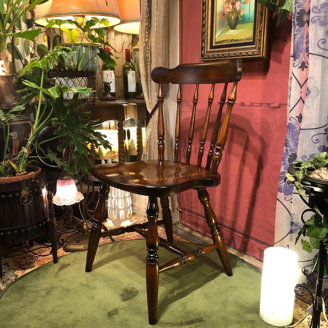 L ２　キツツキマーク ヴィンテージ スピンドルチェア　飛騨産業