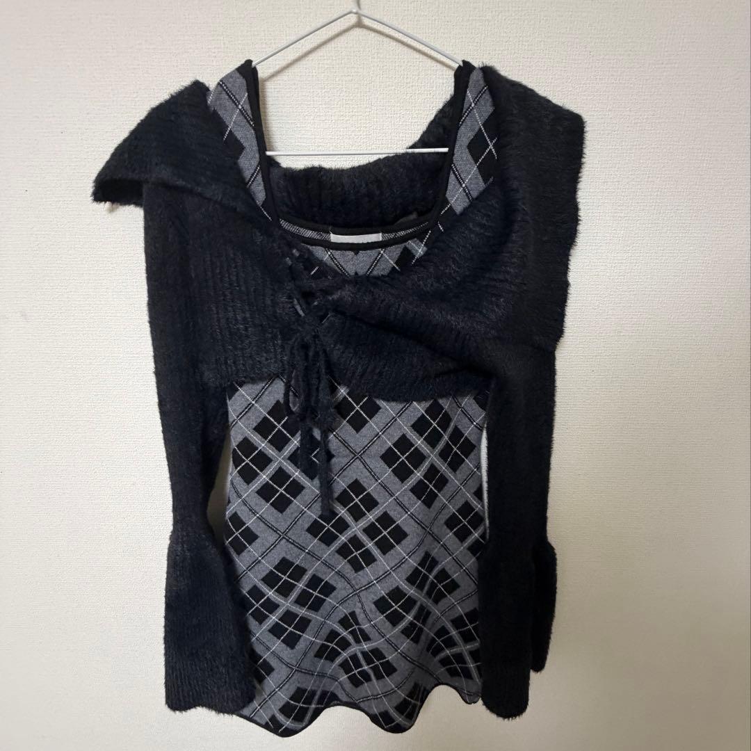 BUBBLES バブルス レースアップニットワンピース