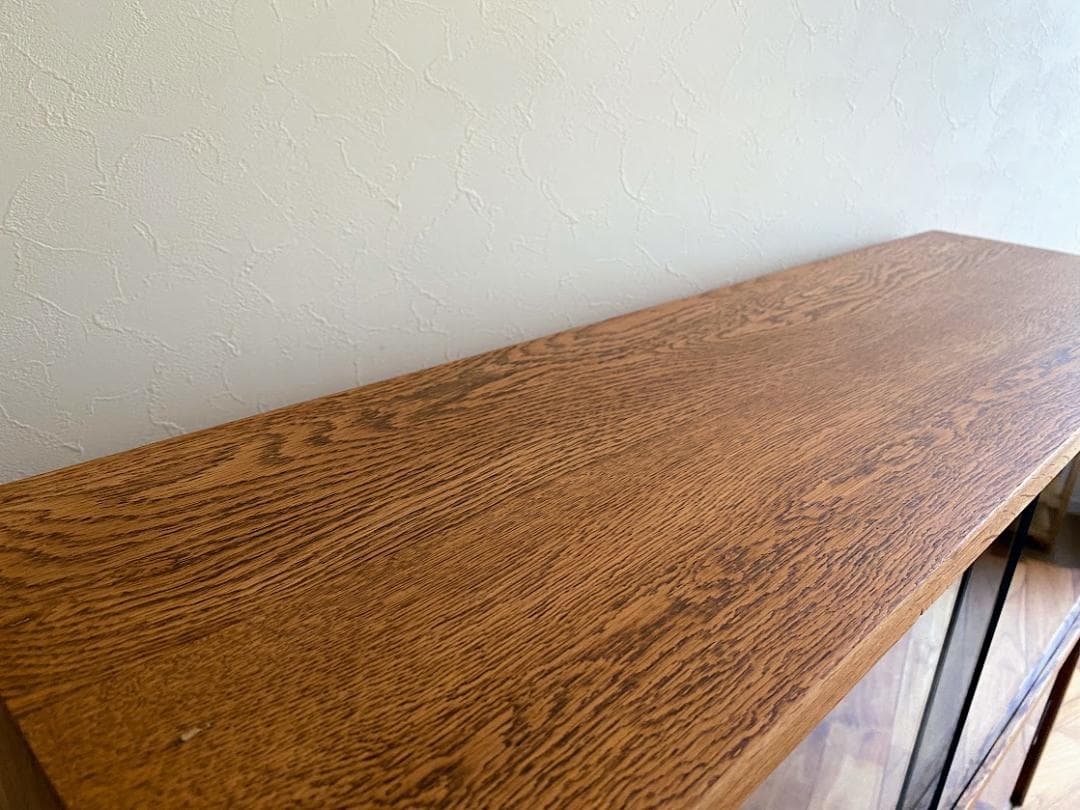 1950s イギリス製 英国 オーク ガラスキャビネット 仕上済