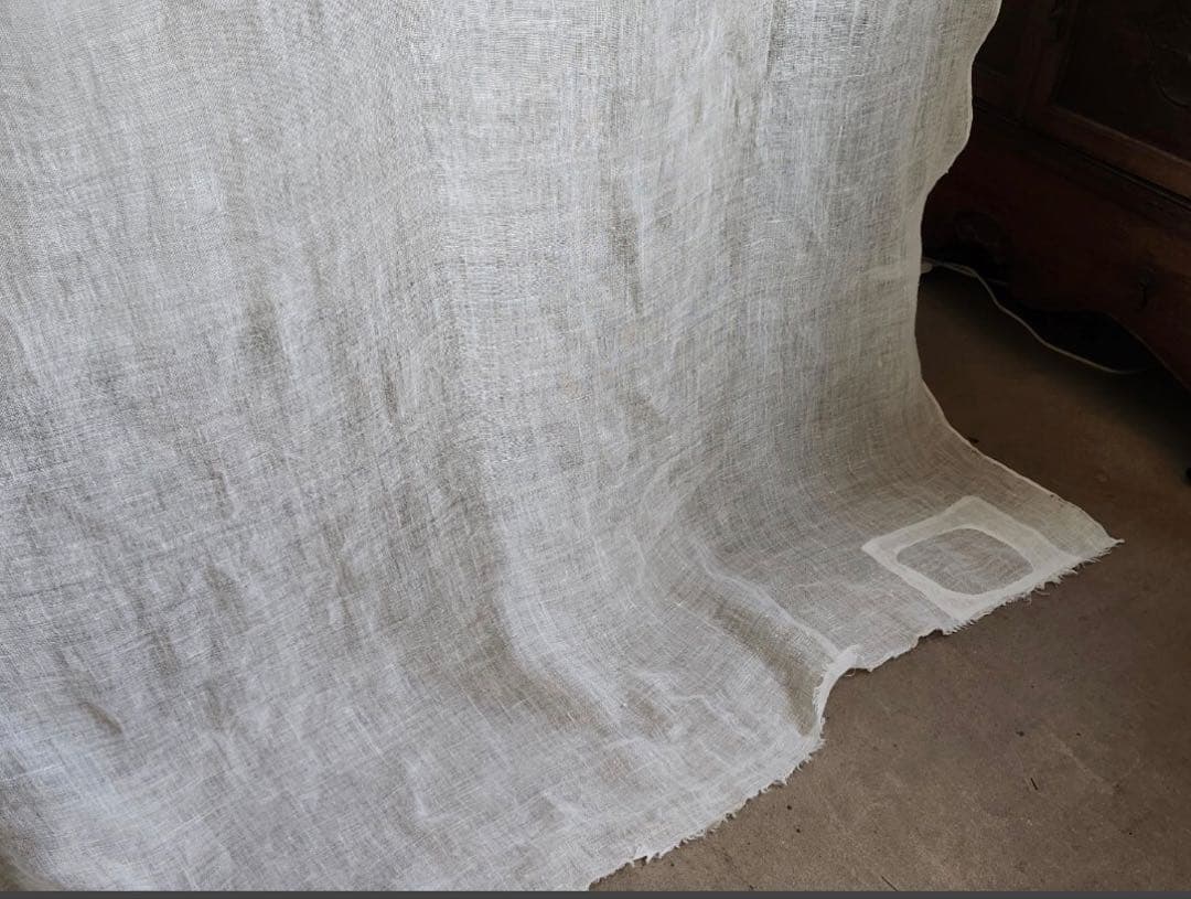 古布 木綿 白蚊帳 古裂 生成 リメイクタペストリー 間仕切り カーテン 洗濯済