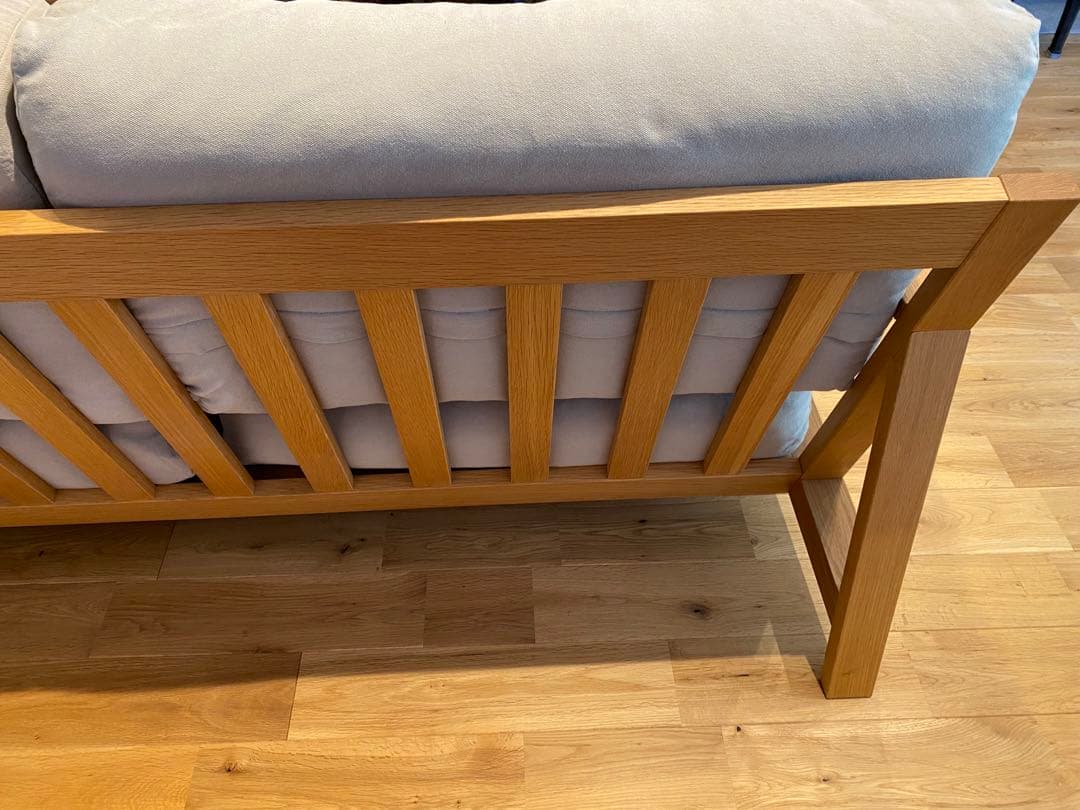 無印ソファ本体木製フレーム　フェザーポケットコイル２．５シーター