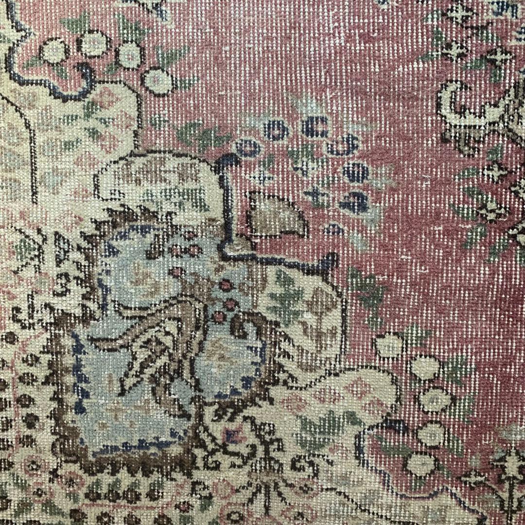 ペールピンク　トルコヴィンテージラグ　215×116 メダリオン