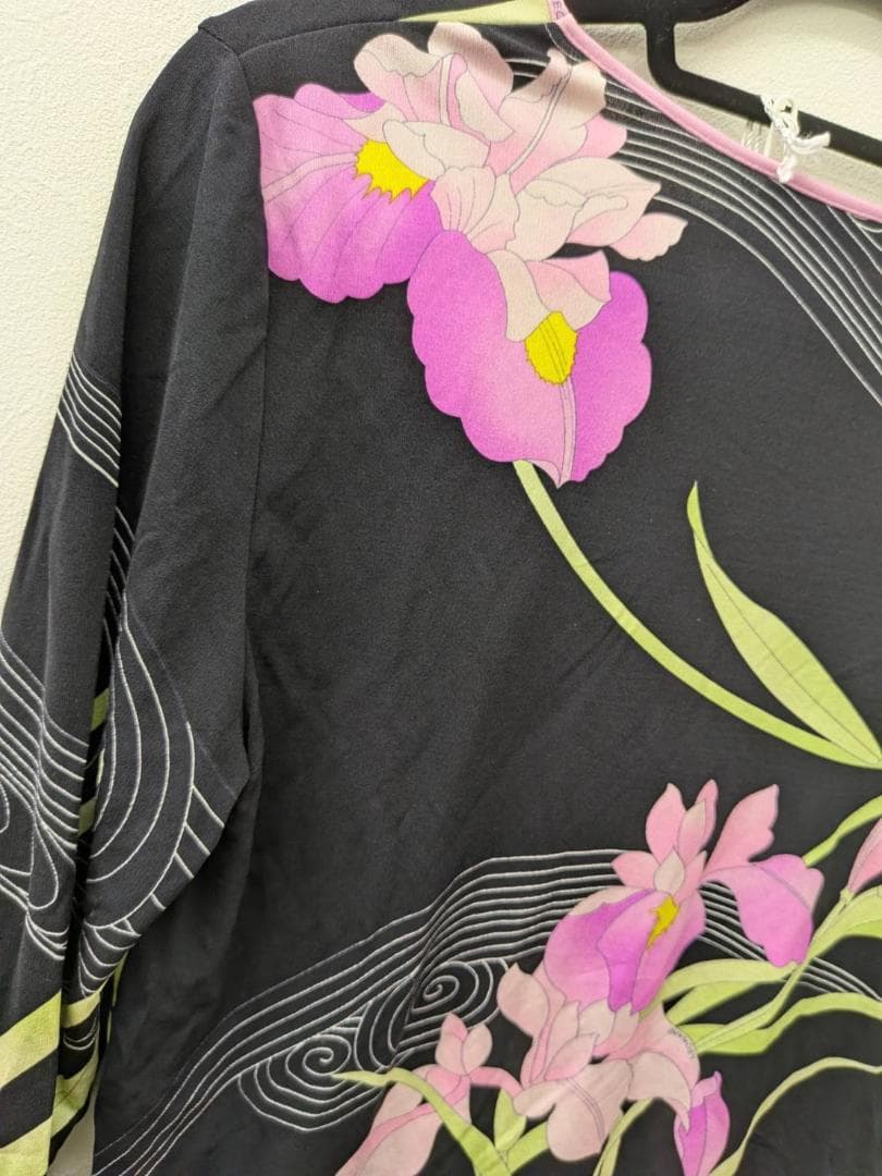 【未使用】 LEONARD レオナール ブラック 花柄 カットソー 40