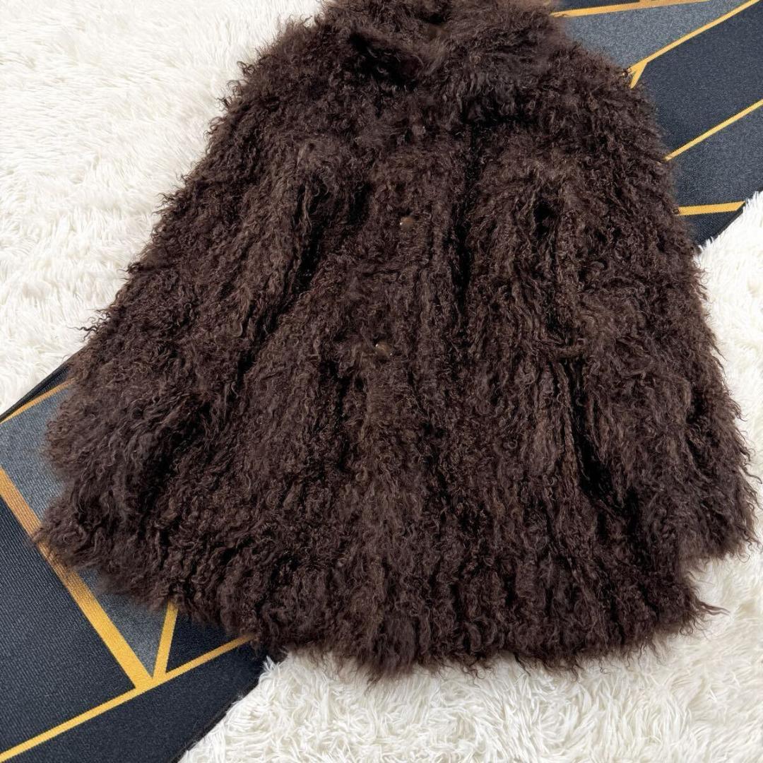 未使用品 【定価35万】チベットラム リバーシブル ブラウン コート AA194