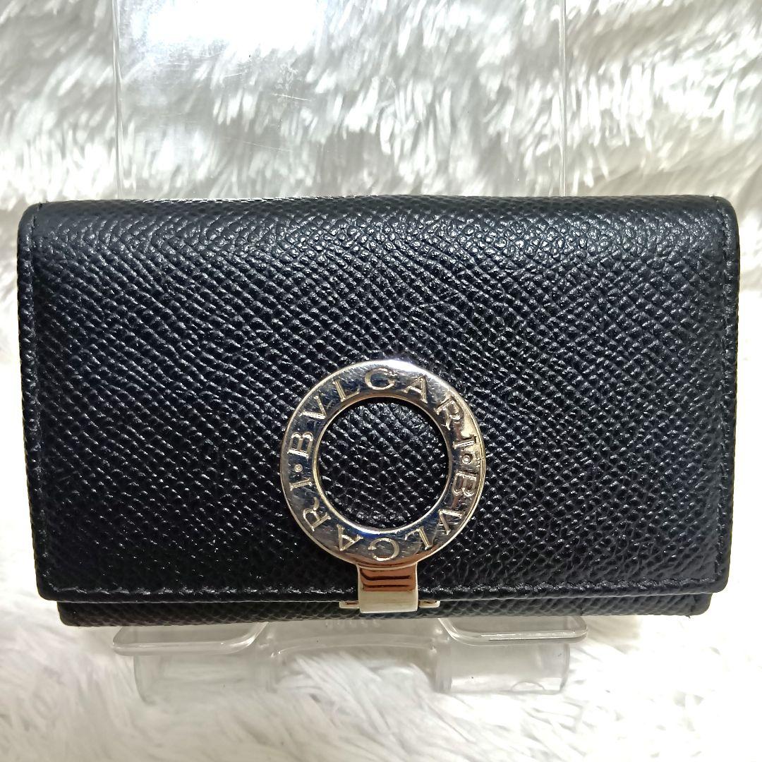 美品　ブルガリ　ケース　小銭入れ　ロゴクリップ　ブラック　レザー　付属品