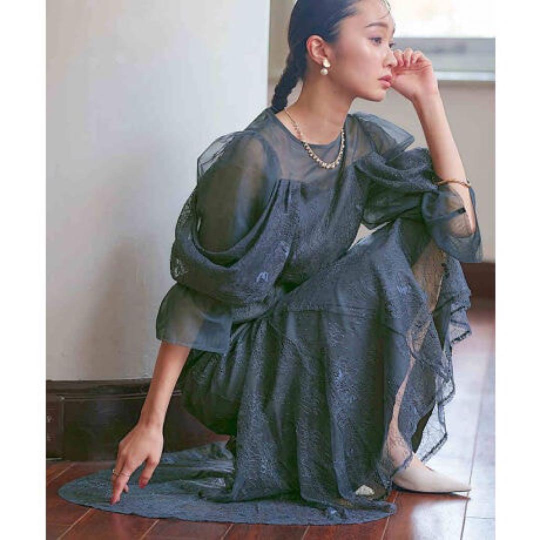 ルイルエブティック レースオフショルマーメイドフレアワンピースドレス