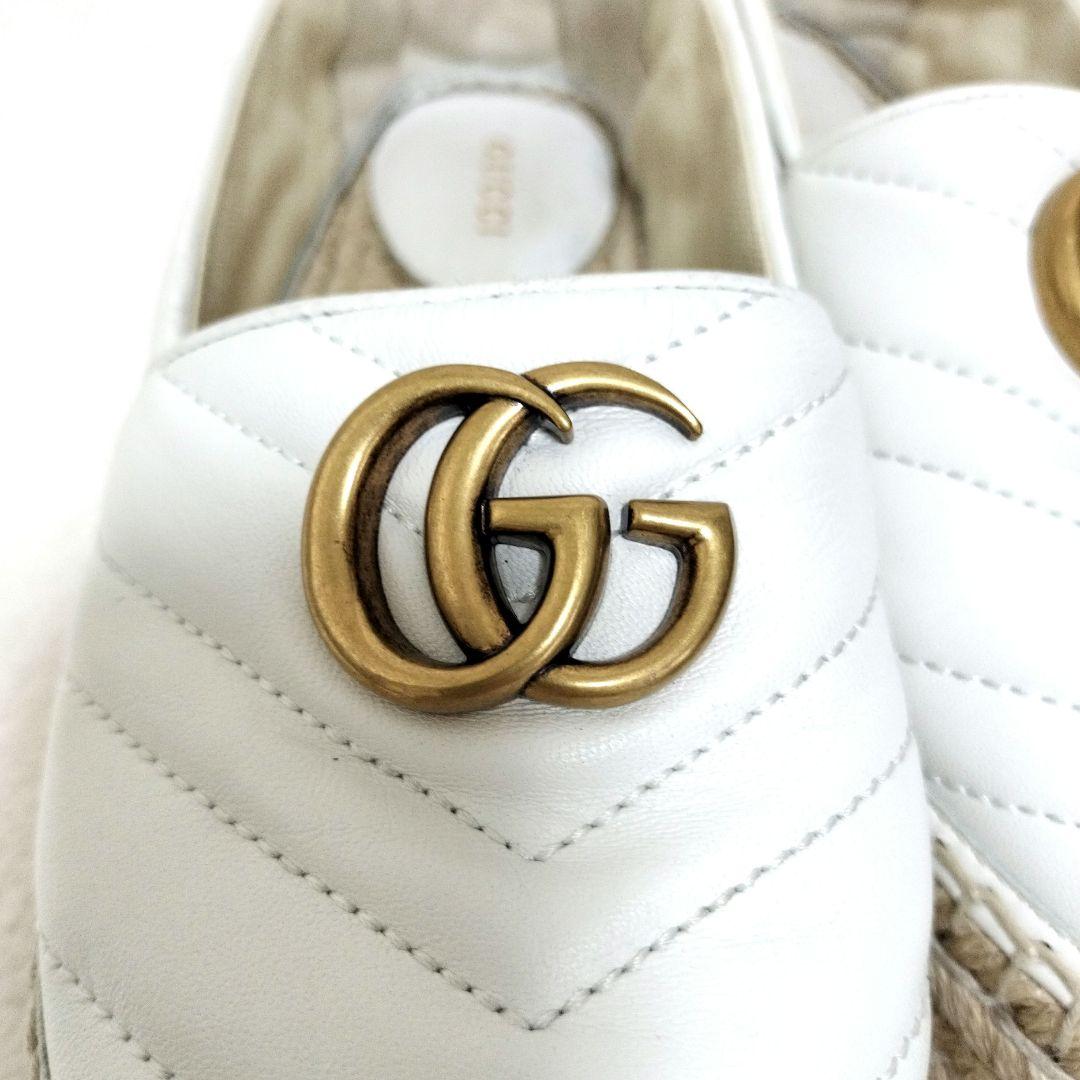 【美品】GUCCI グッチ エスパドリーユ GGマーモント 厚底 ミュール