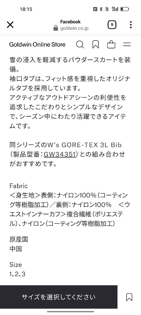 Goldwin　Ws GORE-TEX　3L Work Poket Jaket