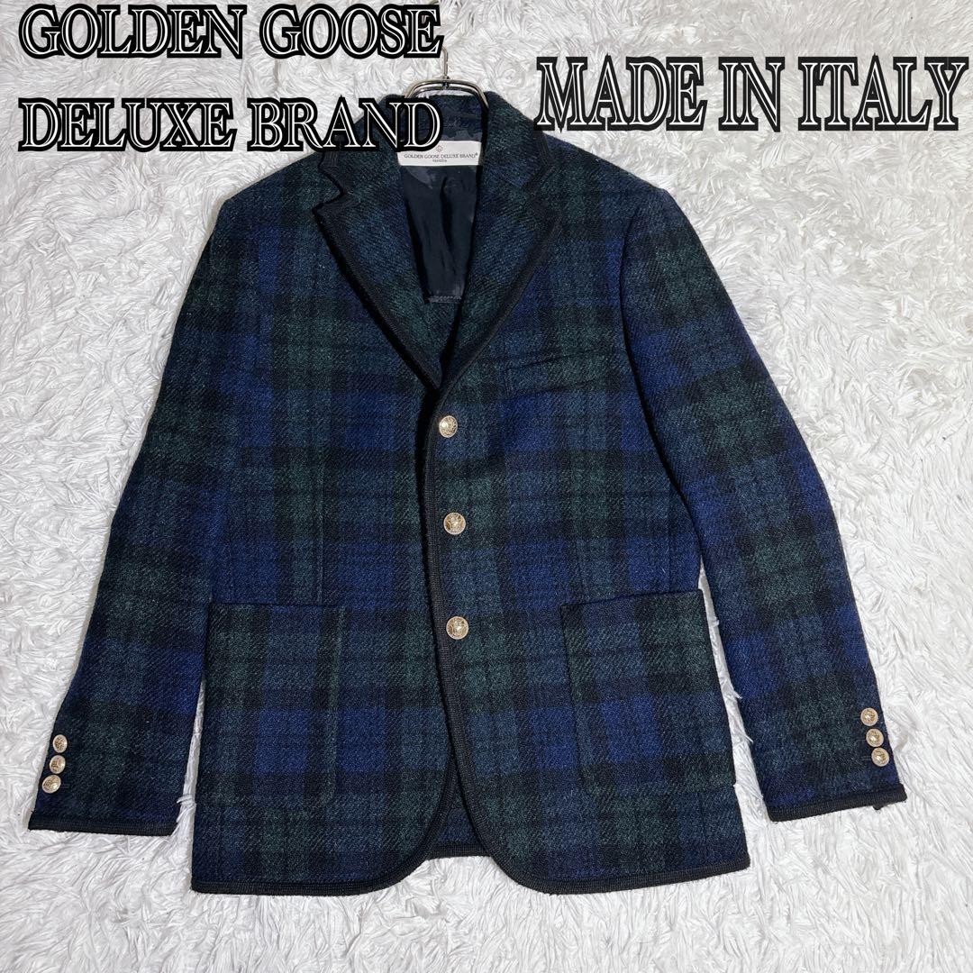 【イタリア製】GOLDEN  チェック テーラードジャケット 金ボタン
