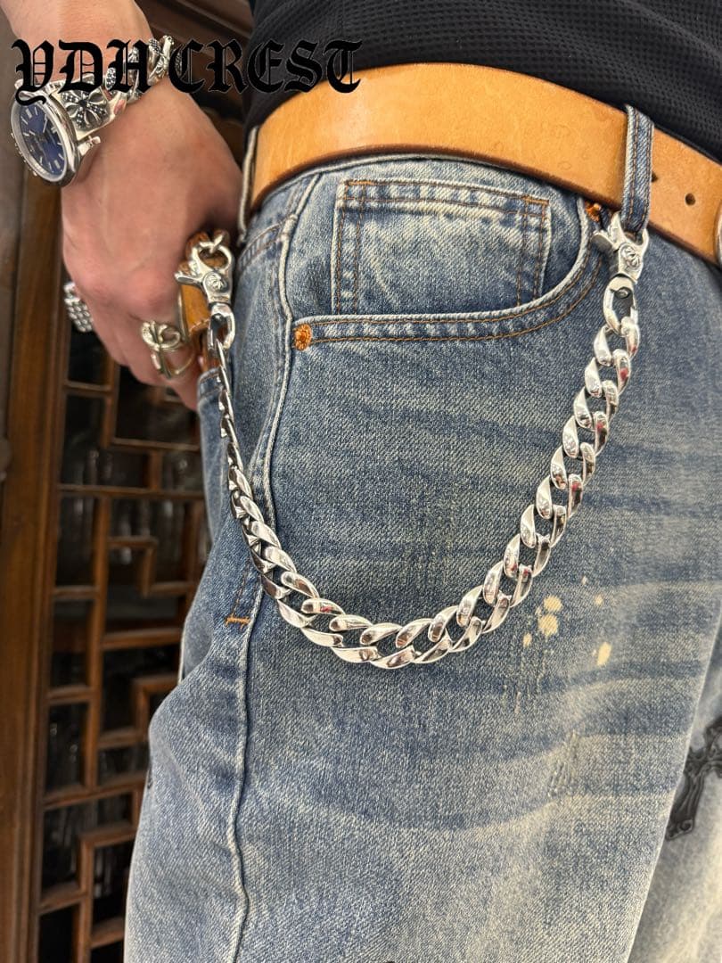 ★ZKWCN40　ウォレットチェーン　重厚クロスチームチェーン40cm　刻印有り