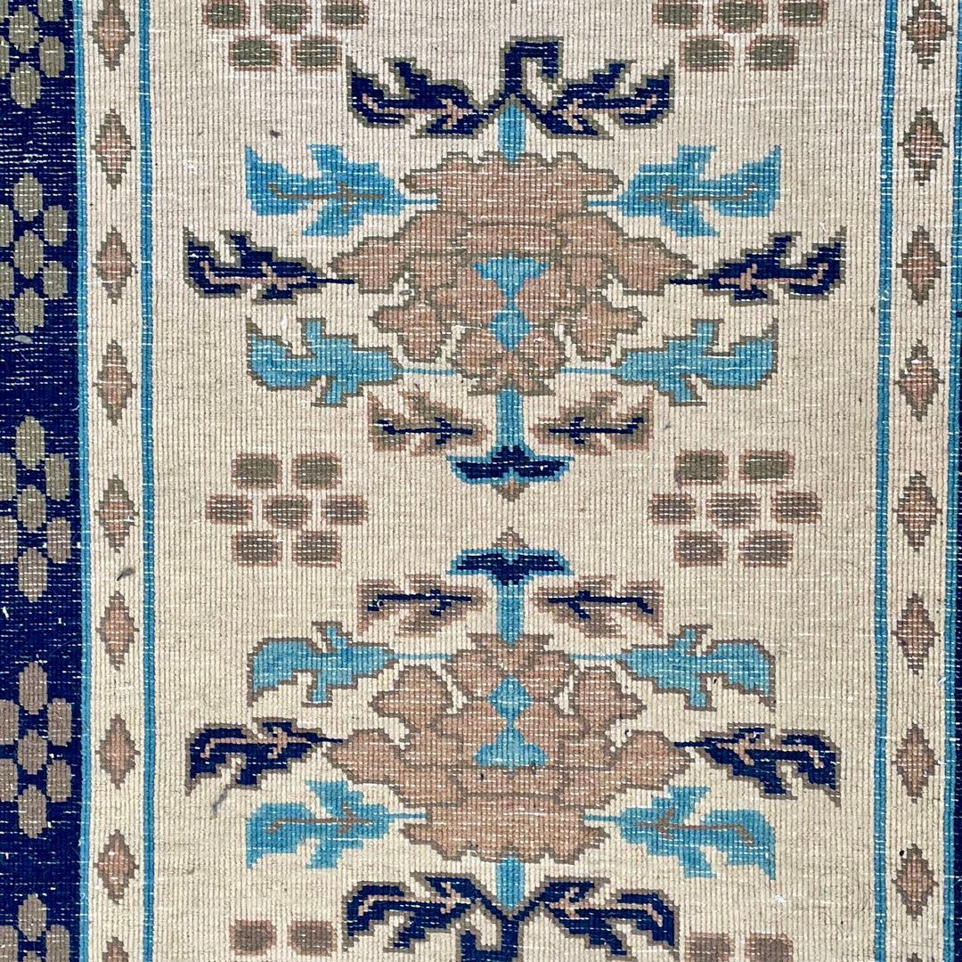 ヴィンテージ 中国段通 ウール ラグ 玄関マット カーペット 花柄