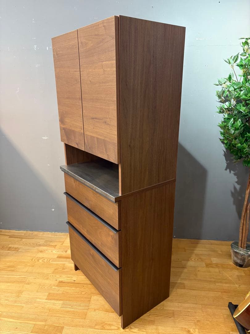 M048　関具製　高級食器棚　レンジボード　カップボード　幅700ｍｍ