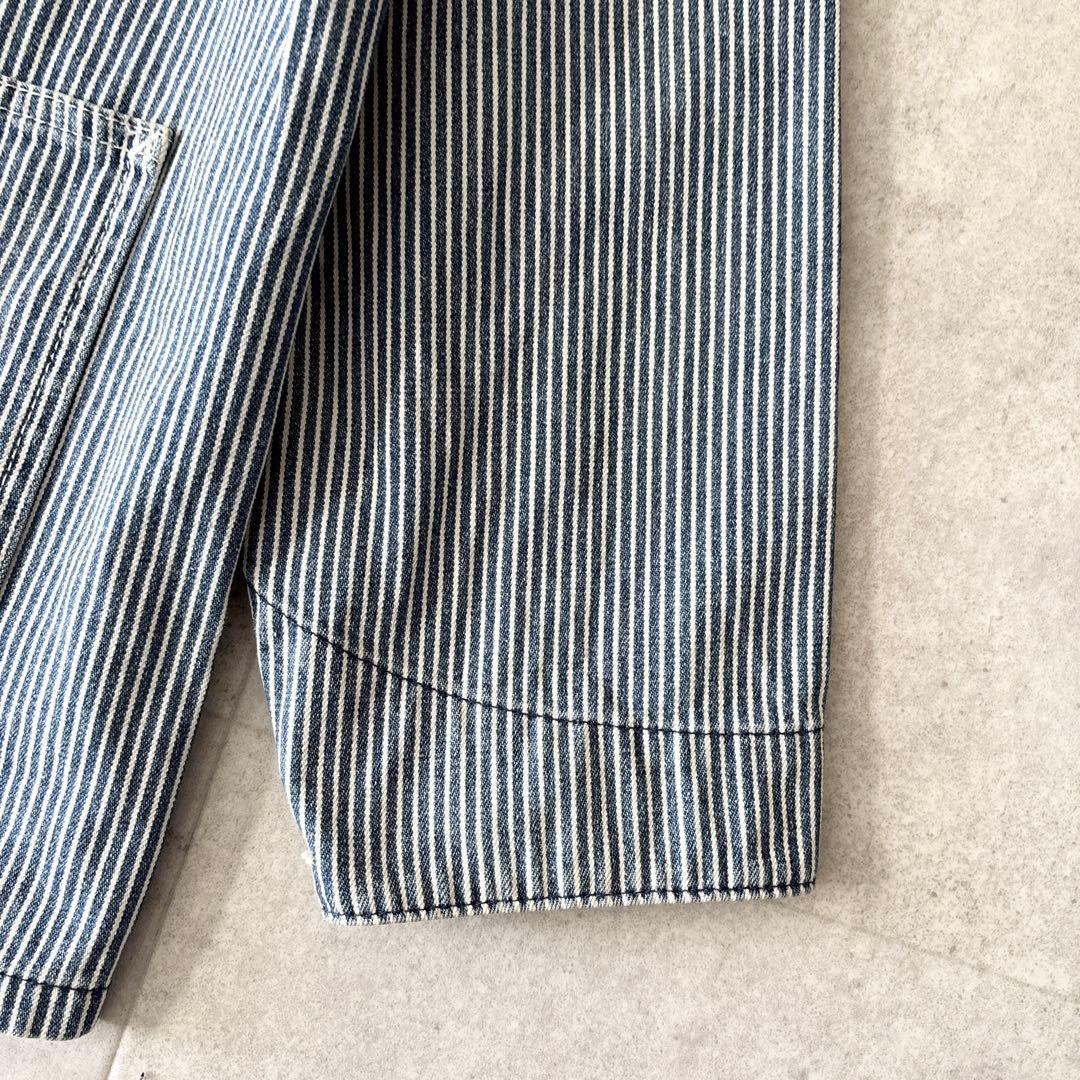 希少✨️カーハート ヒッコリーストライプ フーデッドワークジャケット M ブルー