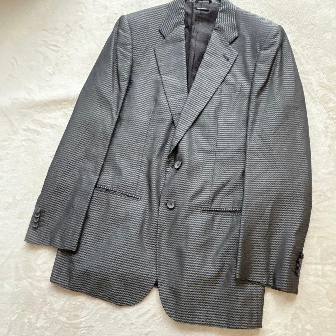 極美品✨ジョルジオアルマーニ 伊製 シェブロン柄ジャガード　テーラードジャケット