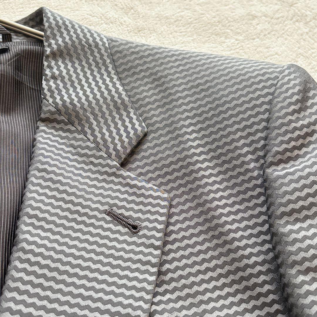 極美品✨ジョルジオアルマーニ 伊製 シェブロン柄ジャガード　テーラードジャケット