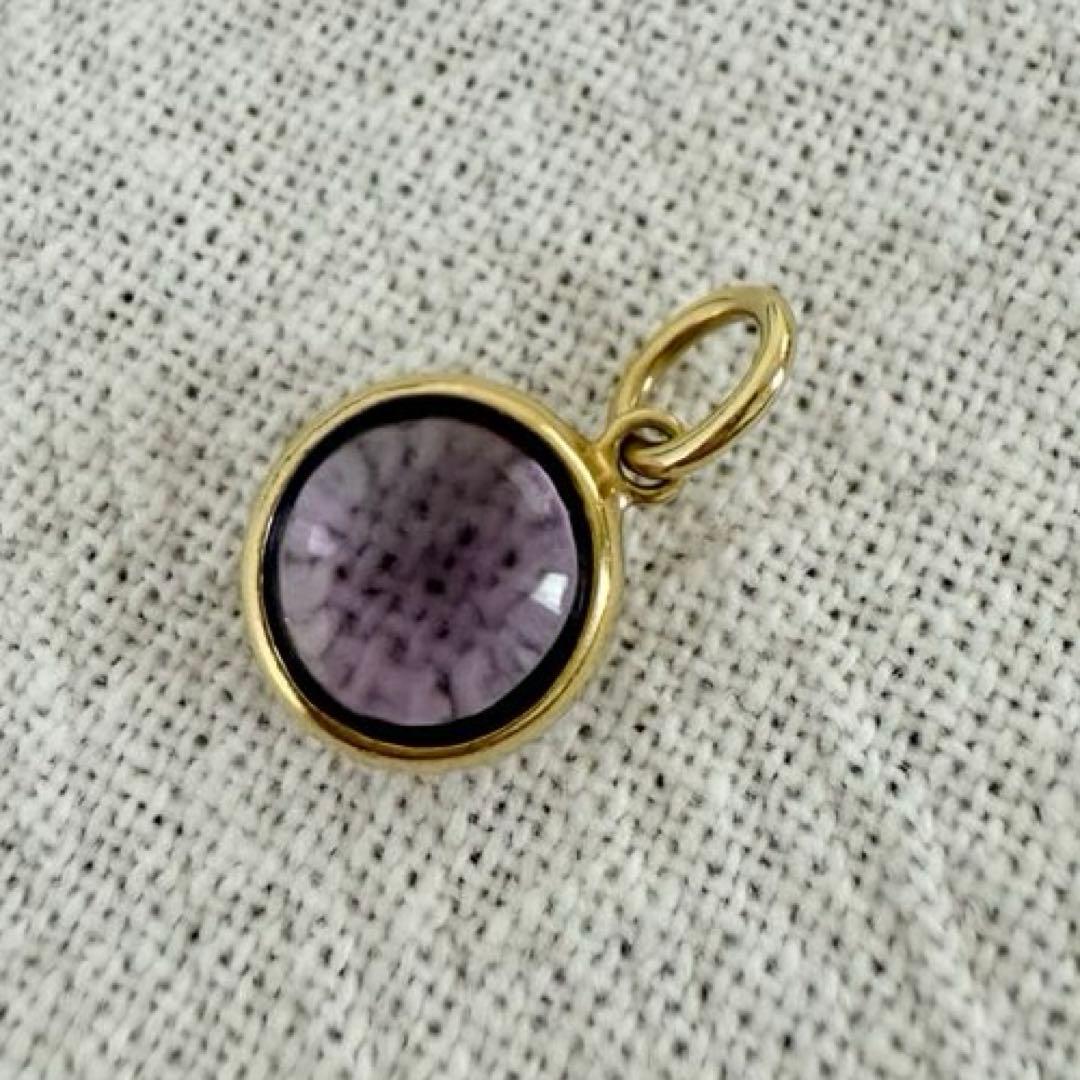 ティファニー　アメジストドットチャーム イエローゴールド ペンダントトップ