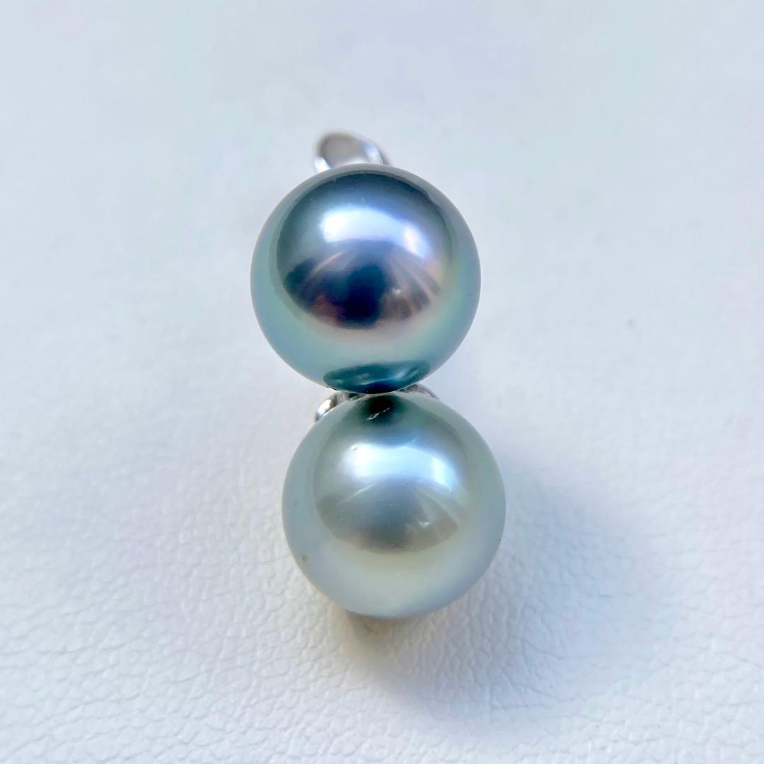 本真珠南洋黒蝶真珠グレーとブルー10㍉s925ペンダントBEN906