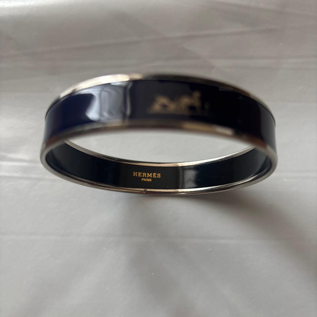 【値下げ】HERMES ネイビー エナメルバングル