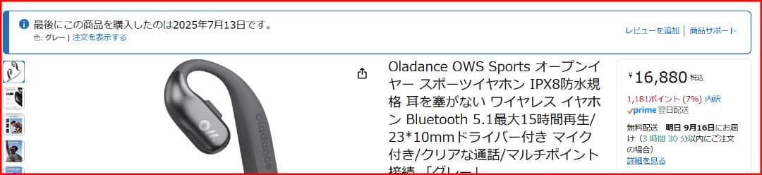 イヤホン Oladance OWS Sports