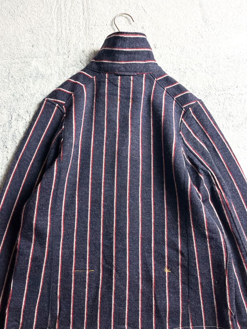【45R】45rpm 毛100% ジャージフラノ ストライプ柄ジャケット 2