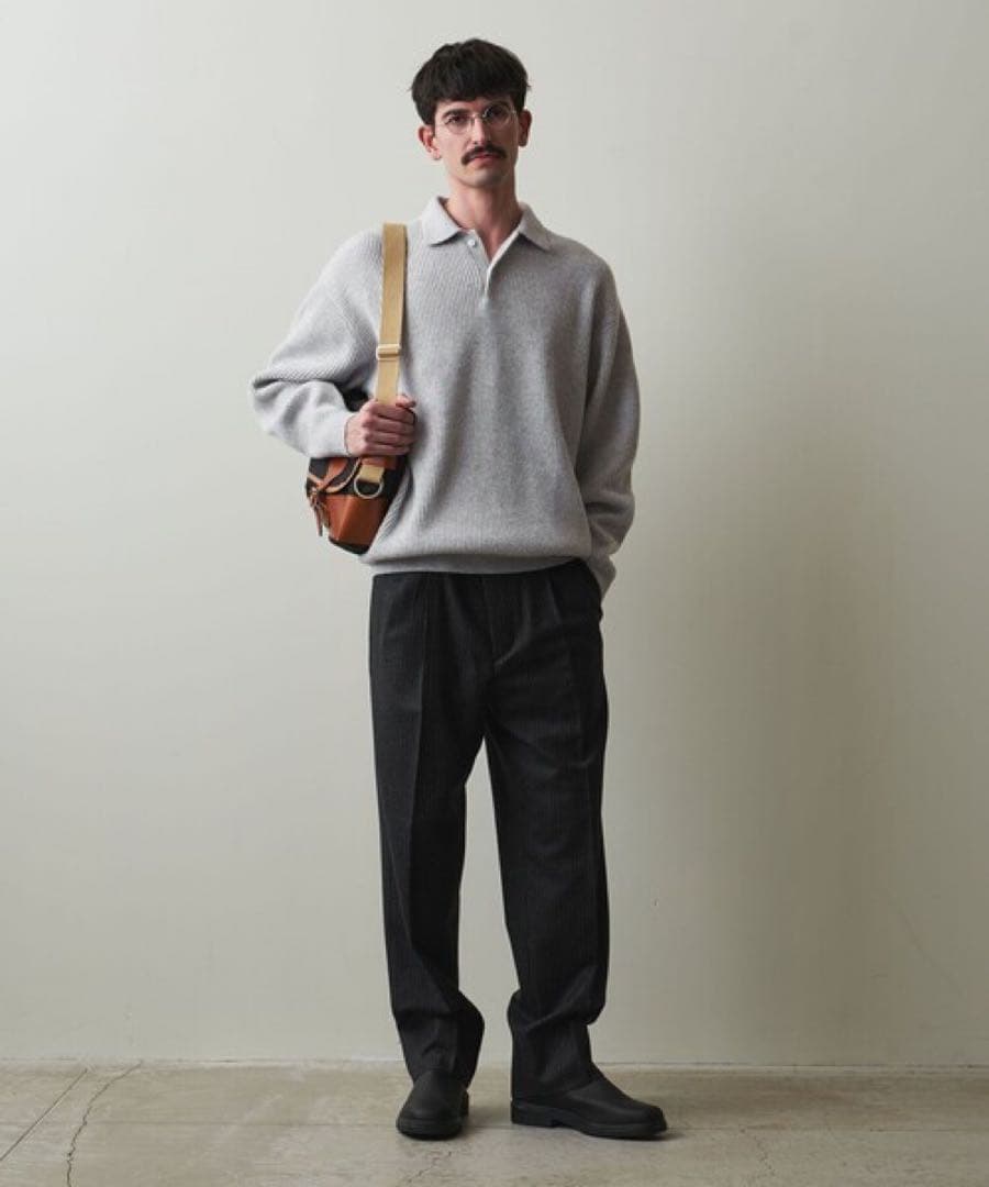 【ノッポ】Steven Alan ポロカラー ニット グレー／S