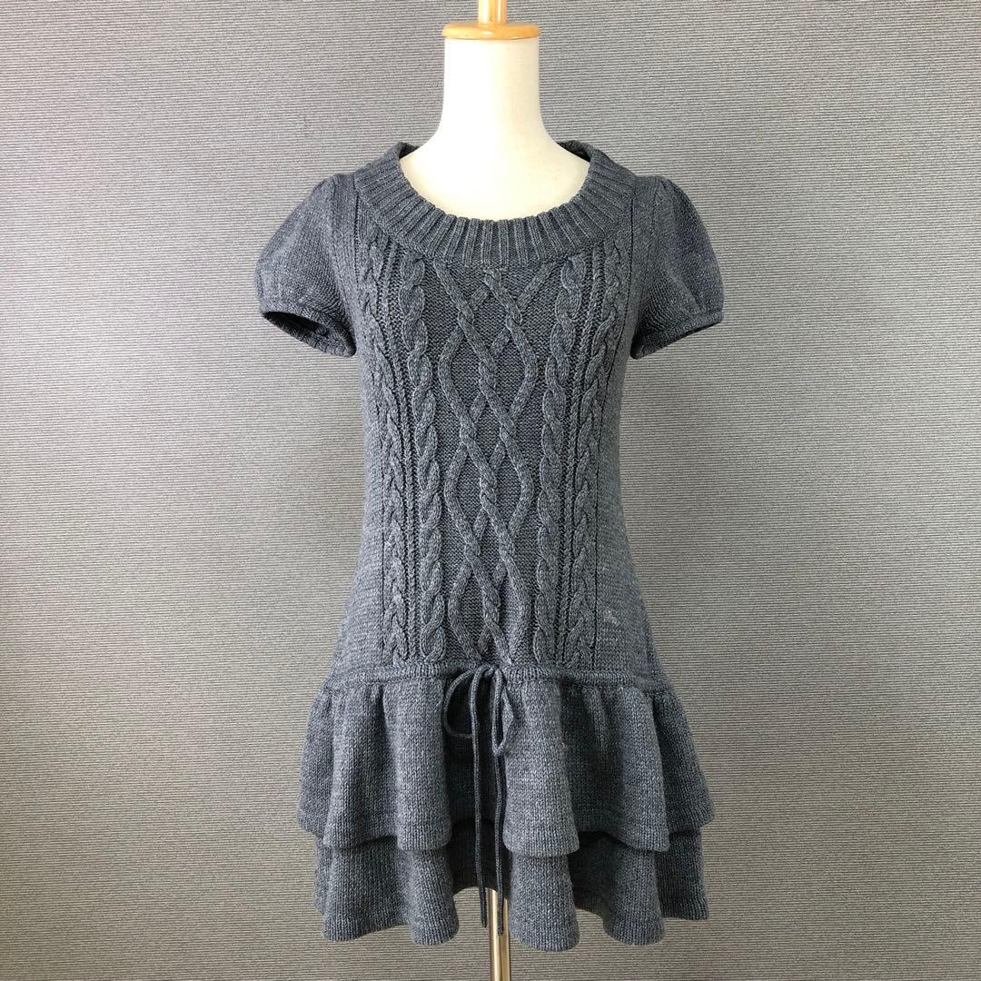 BURBERRY BLUE LABEL 半袖 ケーブル ニットワンピース 38