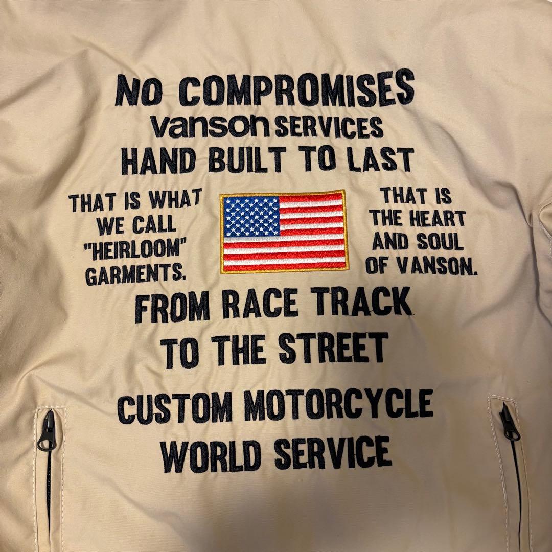 美品 VANSONコットンジャケット ベージュVS15105Sプロテクター L