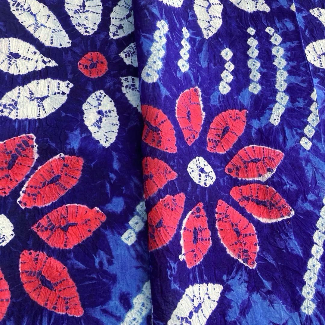 有松絞り　手縫い上質浴衣　レトロな大輪花模様　No.3-66