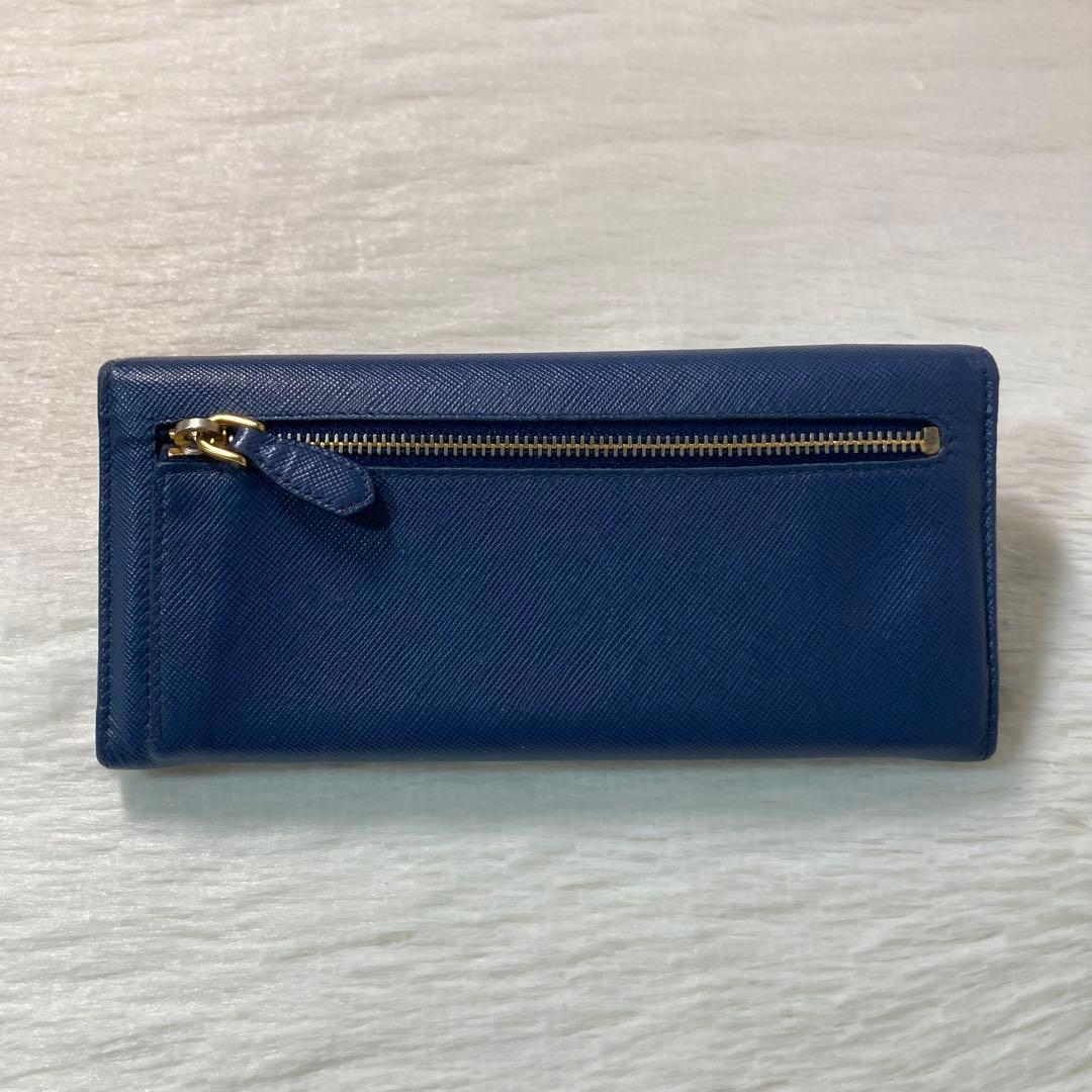 新年特別セール　PRADA プラダ　長財布　折りたたみ　紺　ネイビー　レザー