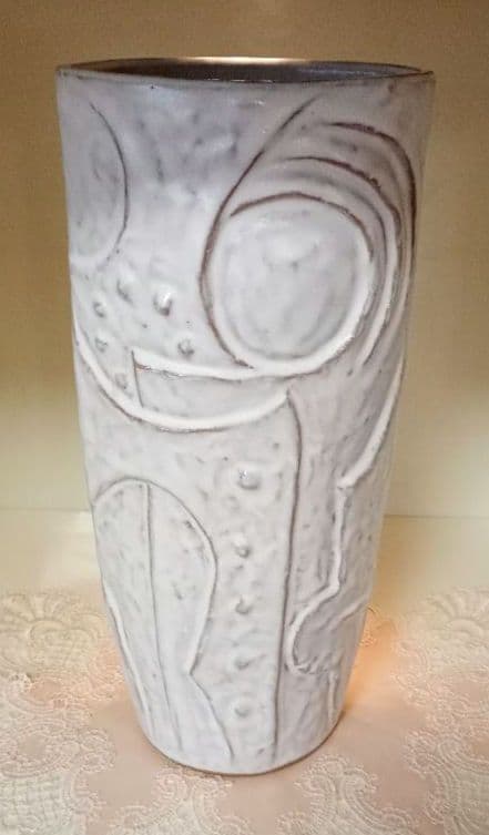 hana　ホワイト 陶器製 円筒形花瓶　作家物