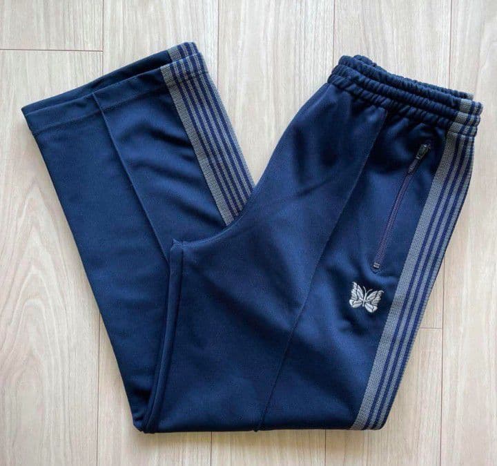 18AW ネイビー　グレー　ストレート　L needles トラックパンツ