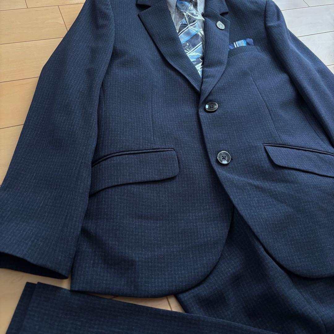 【新品】 キッズフォーマル スーツ 150 卒業式 男の子 完品 ネイビー