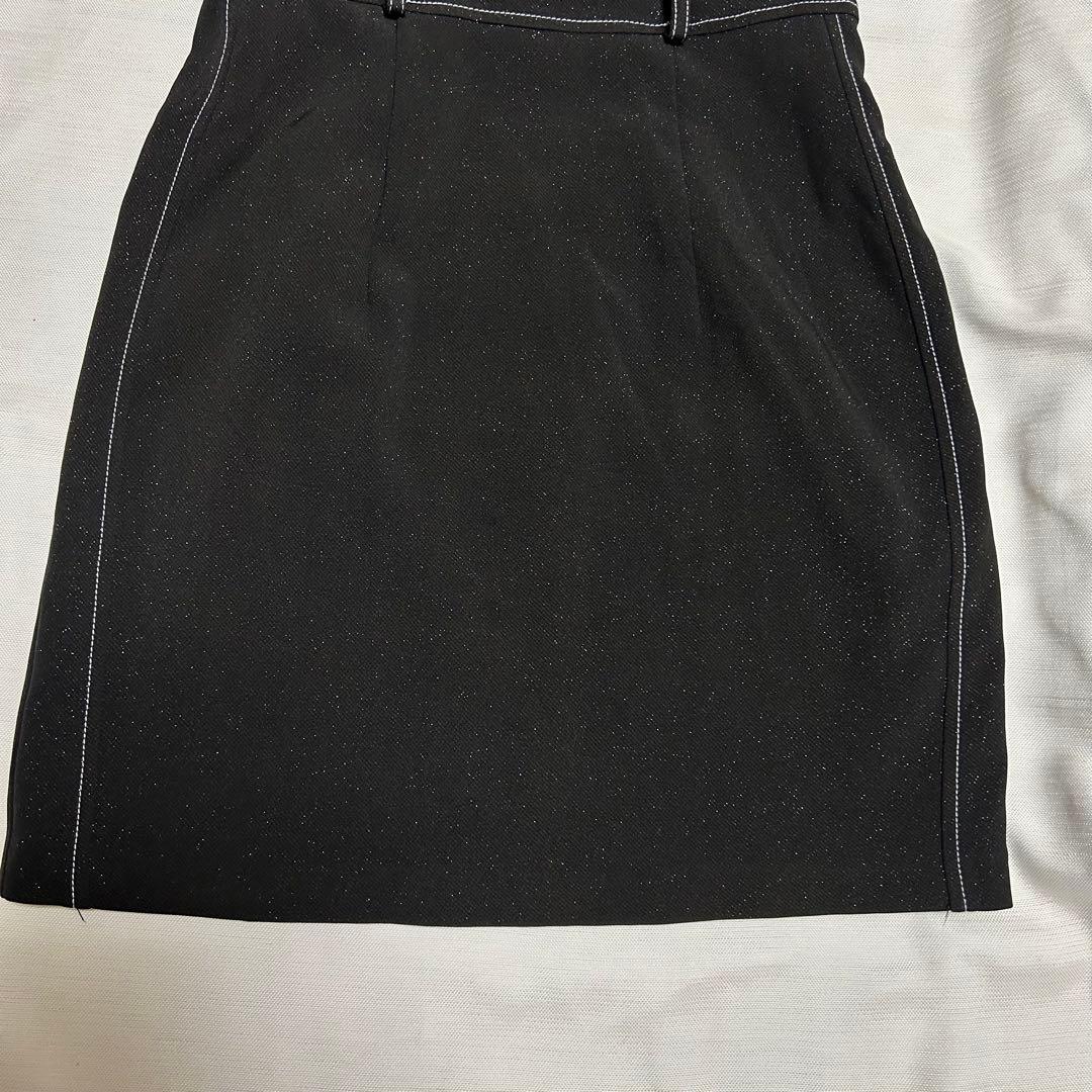 robe de fleurs ブラックタイトドレス ストラップ付き