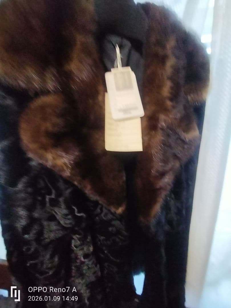 毛皮ファーコート L 黒