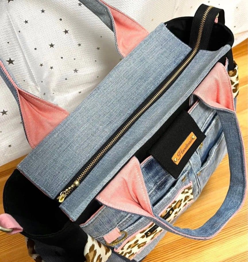 ししゃもデニムリメイクバッグ（Ｌ）（SS）No.835☆