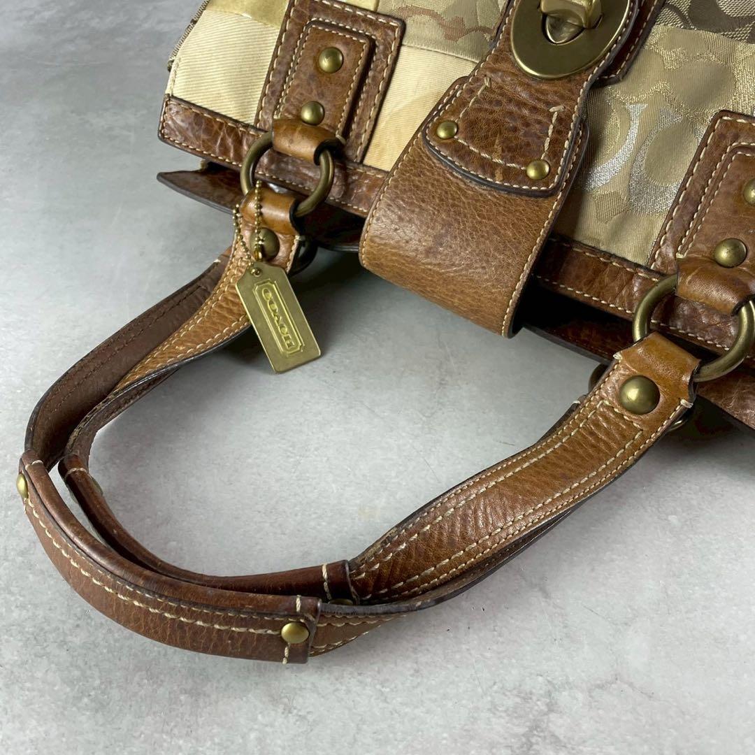 ✨稀少✨美品✨コーチ　パッチワーク　キャリーオール　肩かけ　ターンロック　茶系